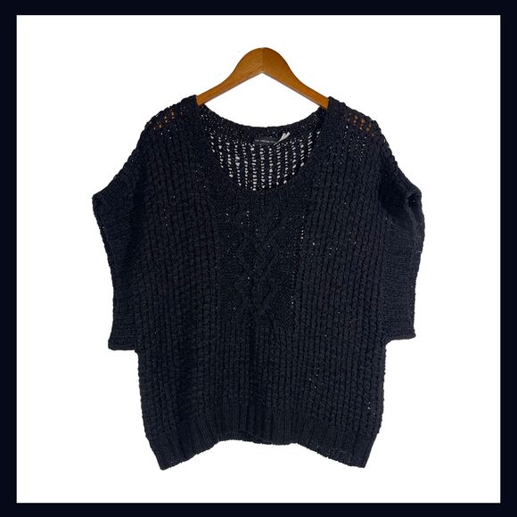 The Addison Story Black Loose Knit Sweater Women’s Medium Oversized Dolman - Picture 1 of 10